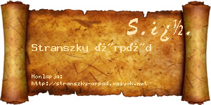 Stranszky Árpád névjegykártya